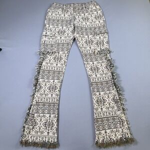 Rockstar Original Jeans Mens 32x36 Ayami Slim Flare Tapestry Beige‎ Fringe Cargo